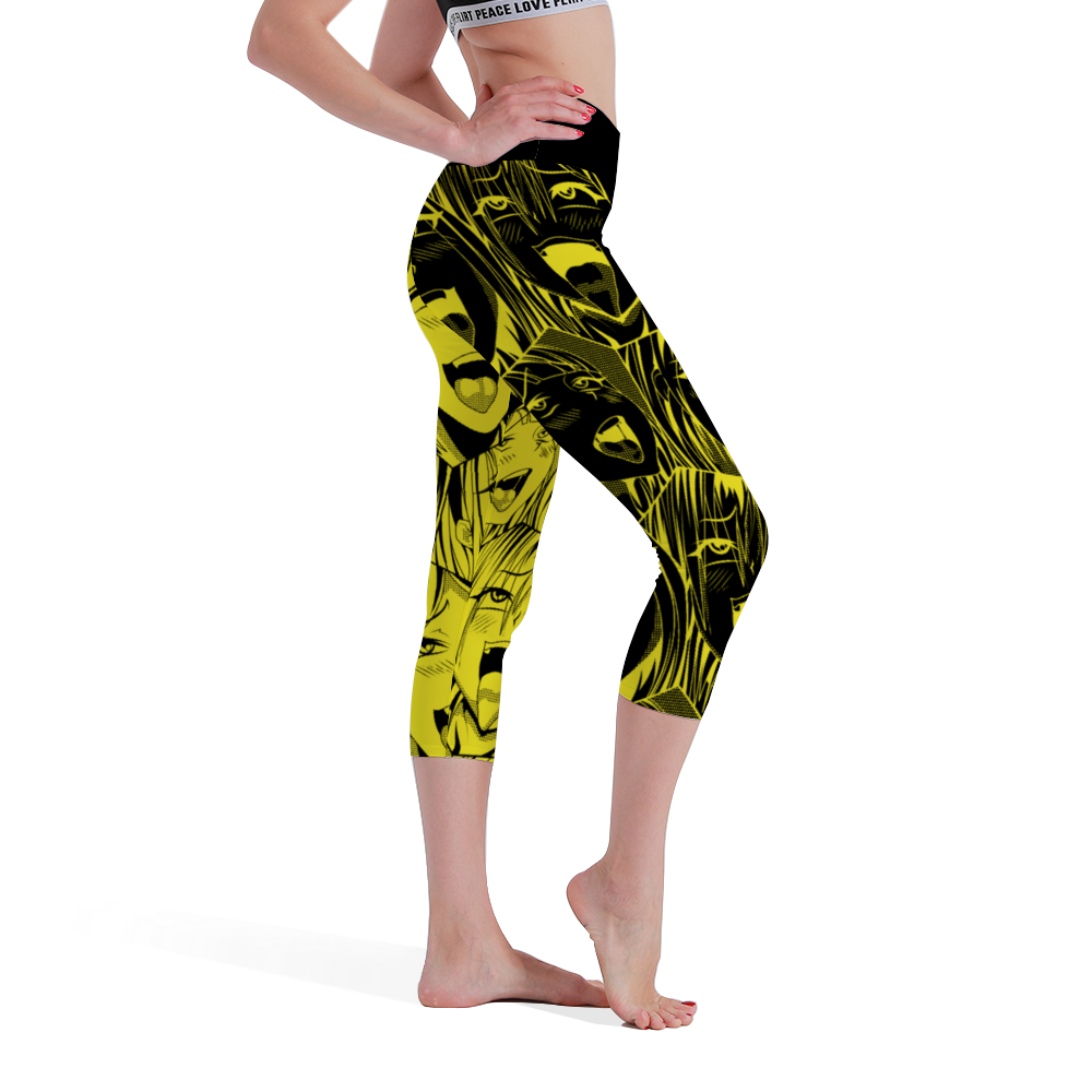 Ahegao Waisted Capri Yoga leggings