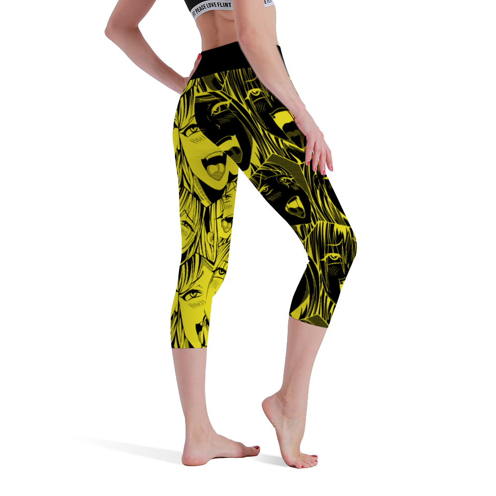 Ahegao Waisted Capri Yoga leggings