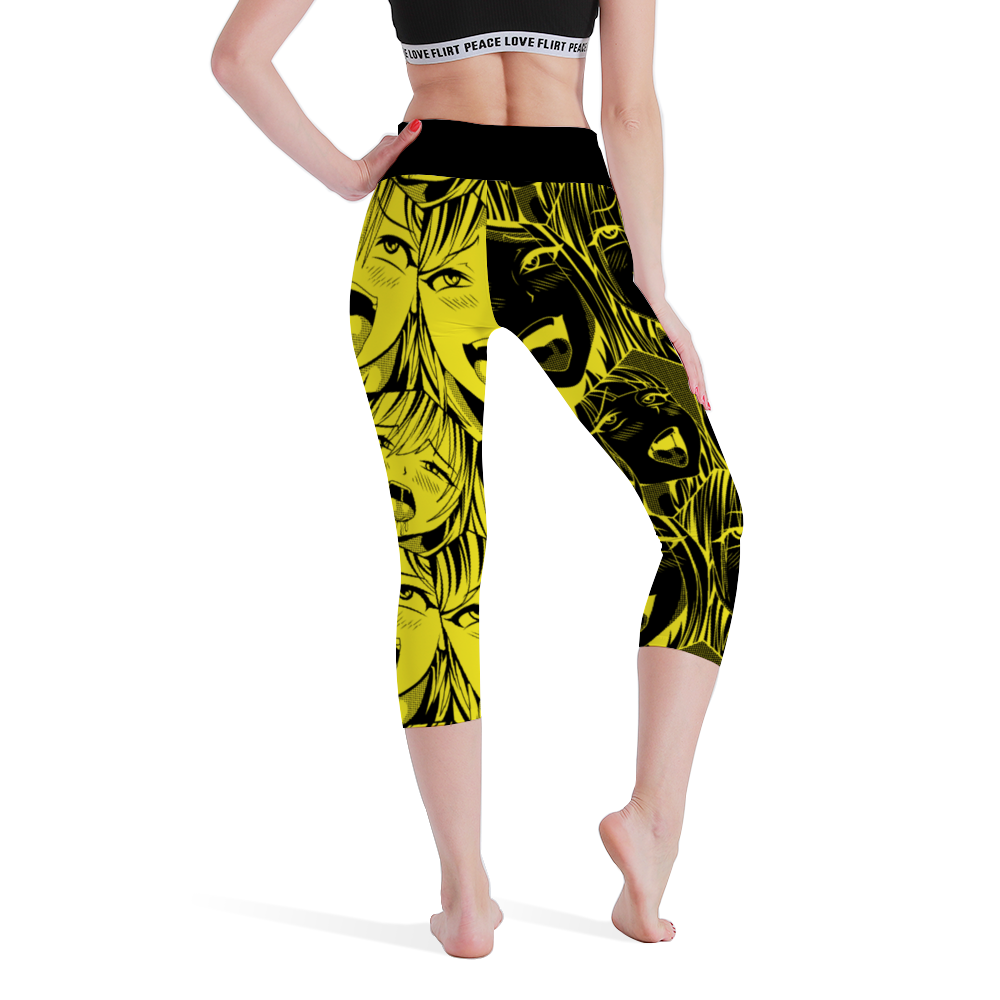 Ahegao Waisted Capri Yoga leggings