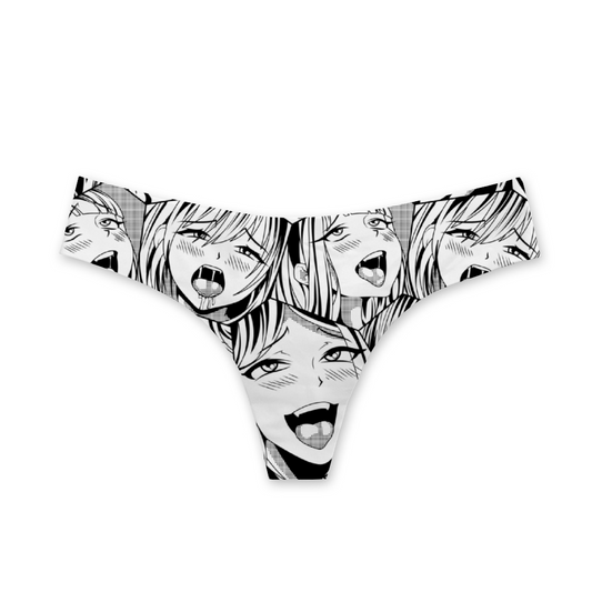 Ahegao White Thong Panties Underwear