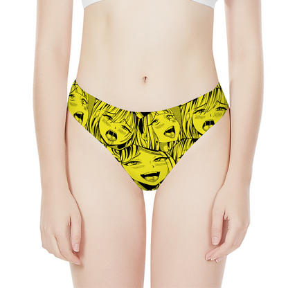 Ahegao Yellow Thong Panties Underwear