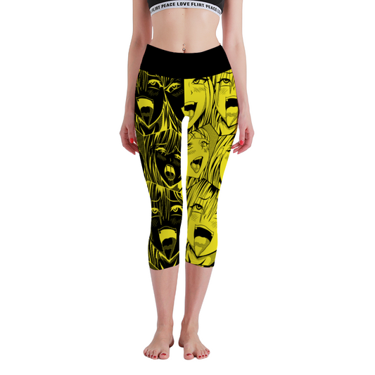 Ahegao Waisted Capri Yoga leggings