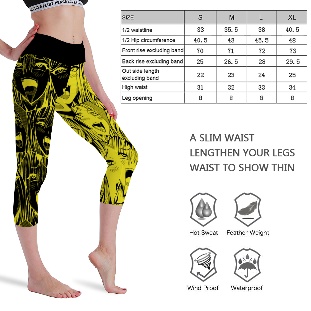 Ahegao Waisted Capri Yoga leggings