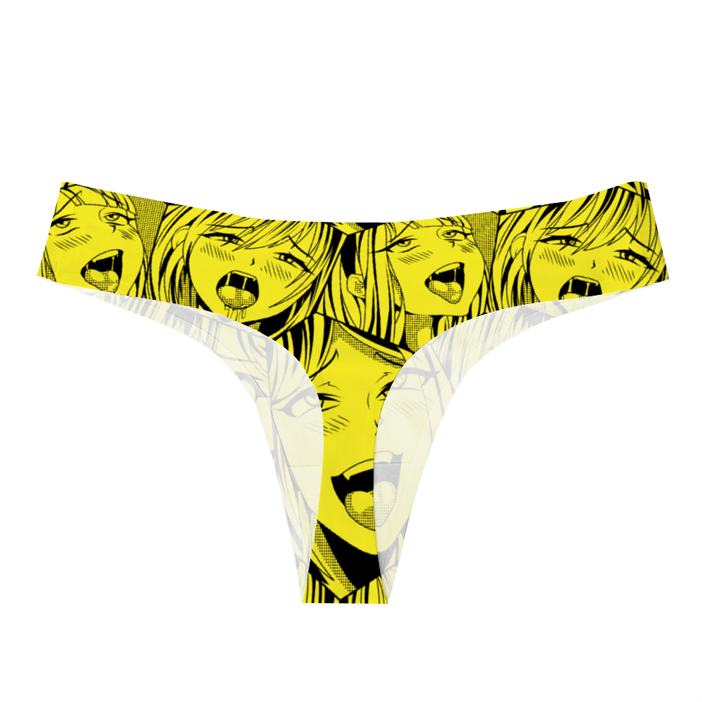 Ahegao Yellow Thong Panties Underwear