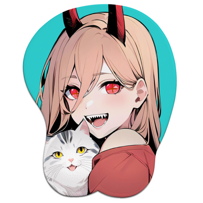 Power and Meowy Inspired | Chainsaw Man 3D Oppai Mousepad