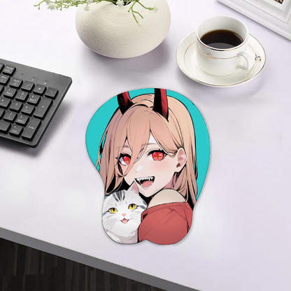 Power and Meowy Inspired | Chainsaw Man 3D Oppai Mousepad